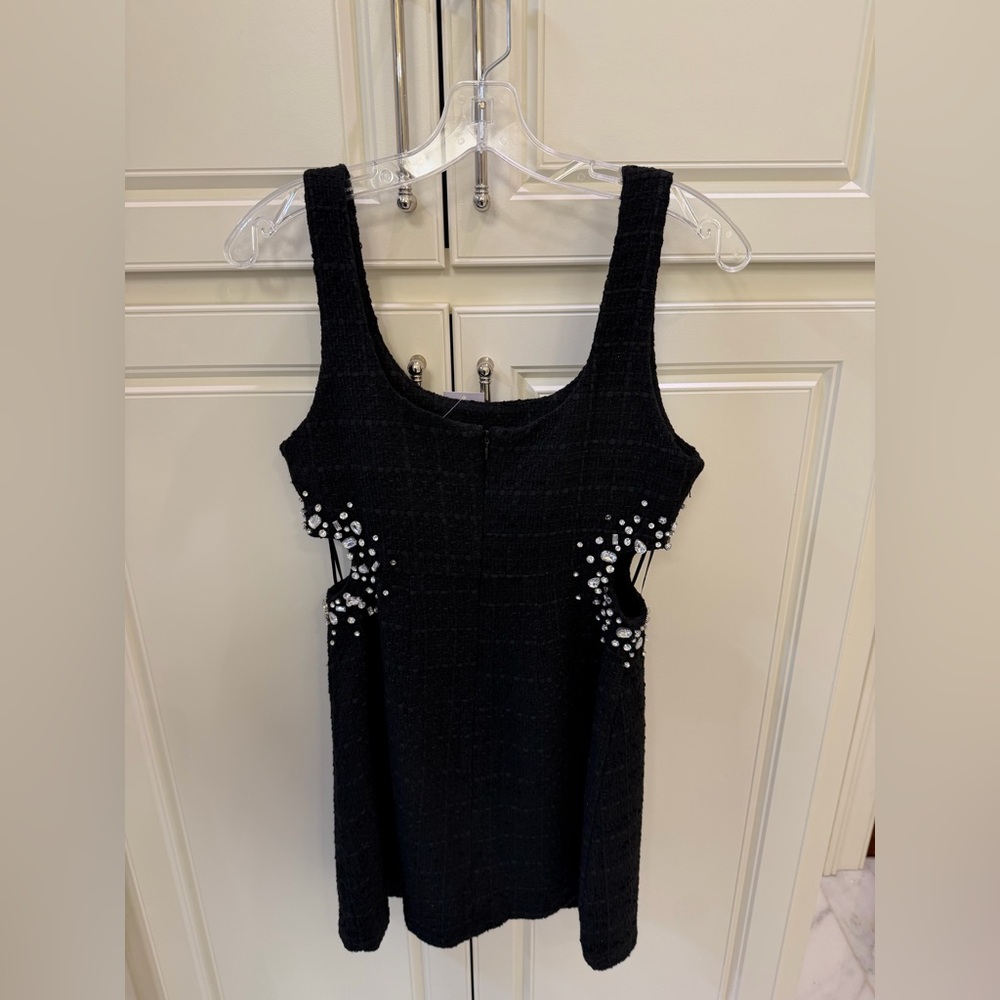 4Sienna Black  Shailene Tweed Bejewelled Cutout Mini Dress size Small - Picture 6 of 8